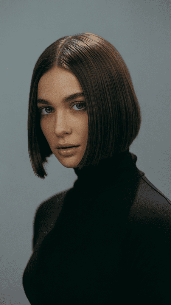 Sleek French Bob with Center Part