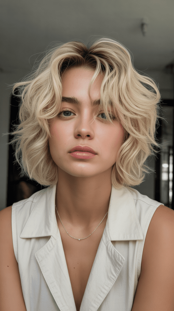 Messy Blonde Bob with Bedhead Texture
