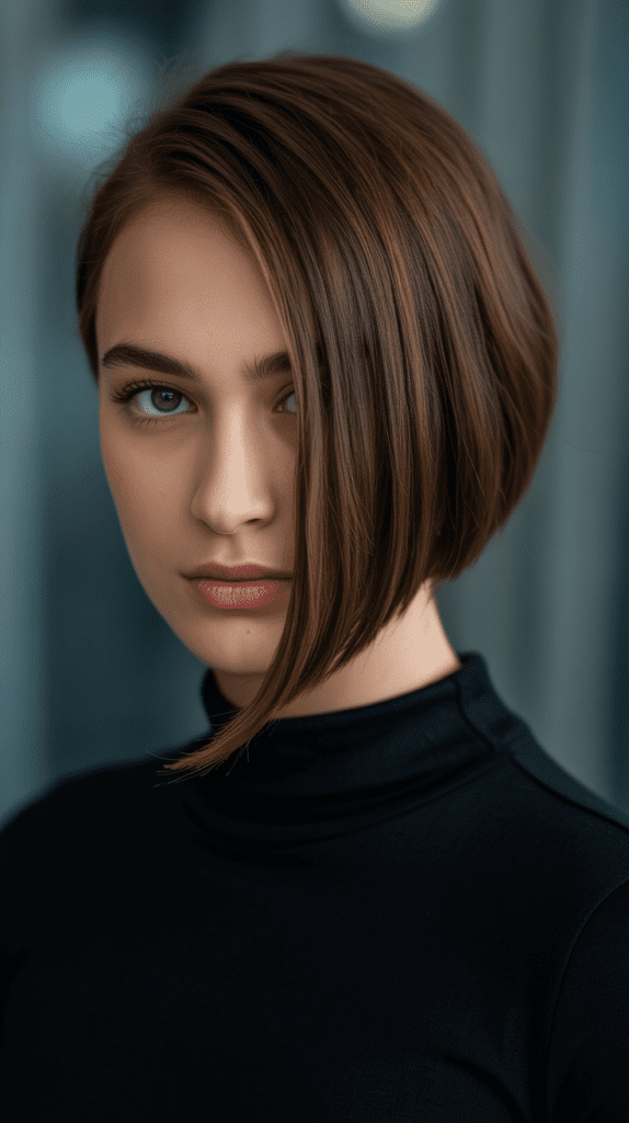  Side-Swept Jawline Bob