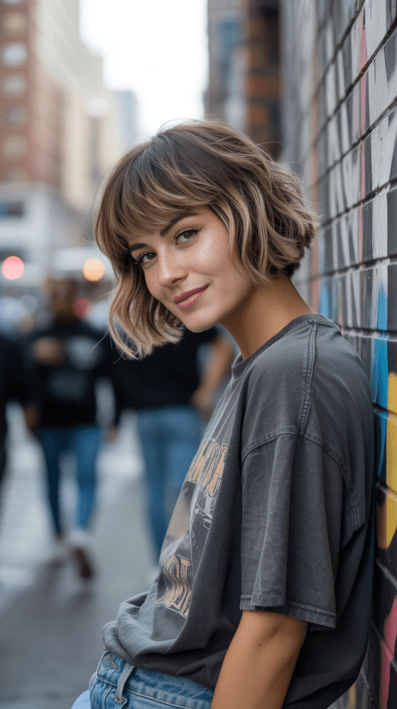 Messy Textured Jawline Bob