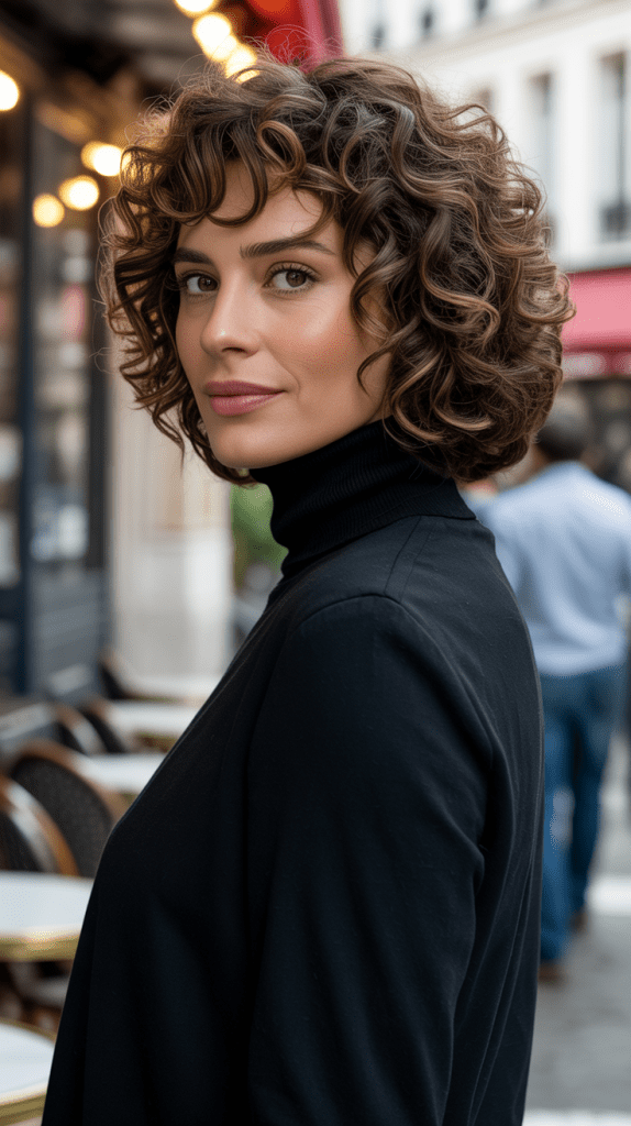 Curly Layered French Bob