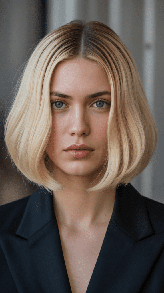 Center-Parted Blonde Bob