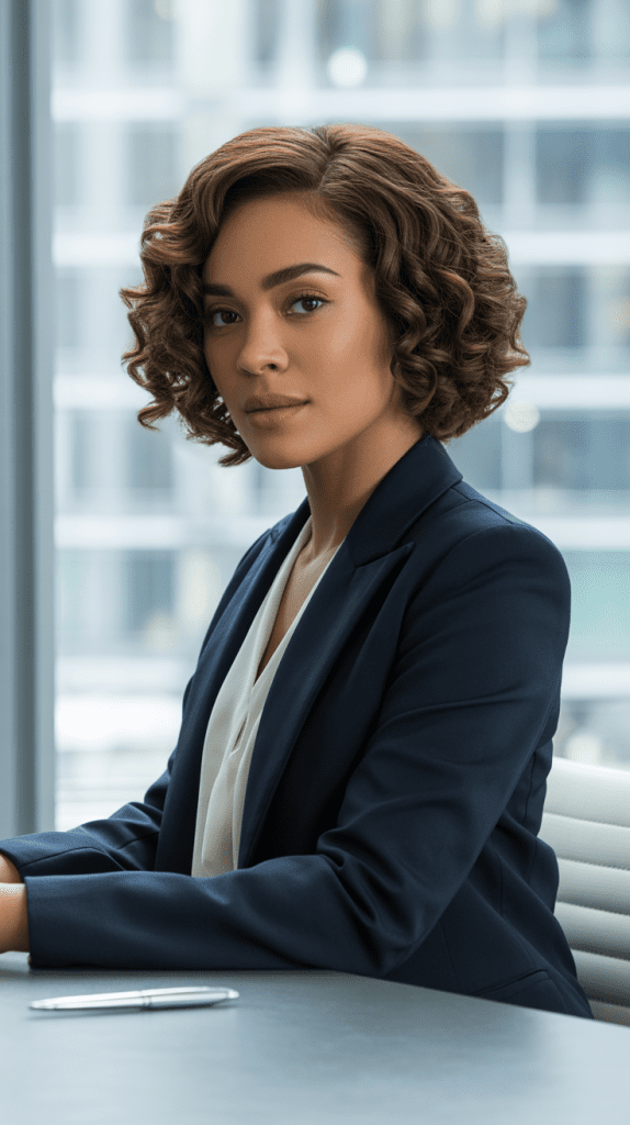 Sleek Curly Bob