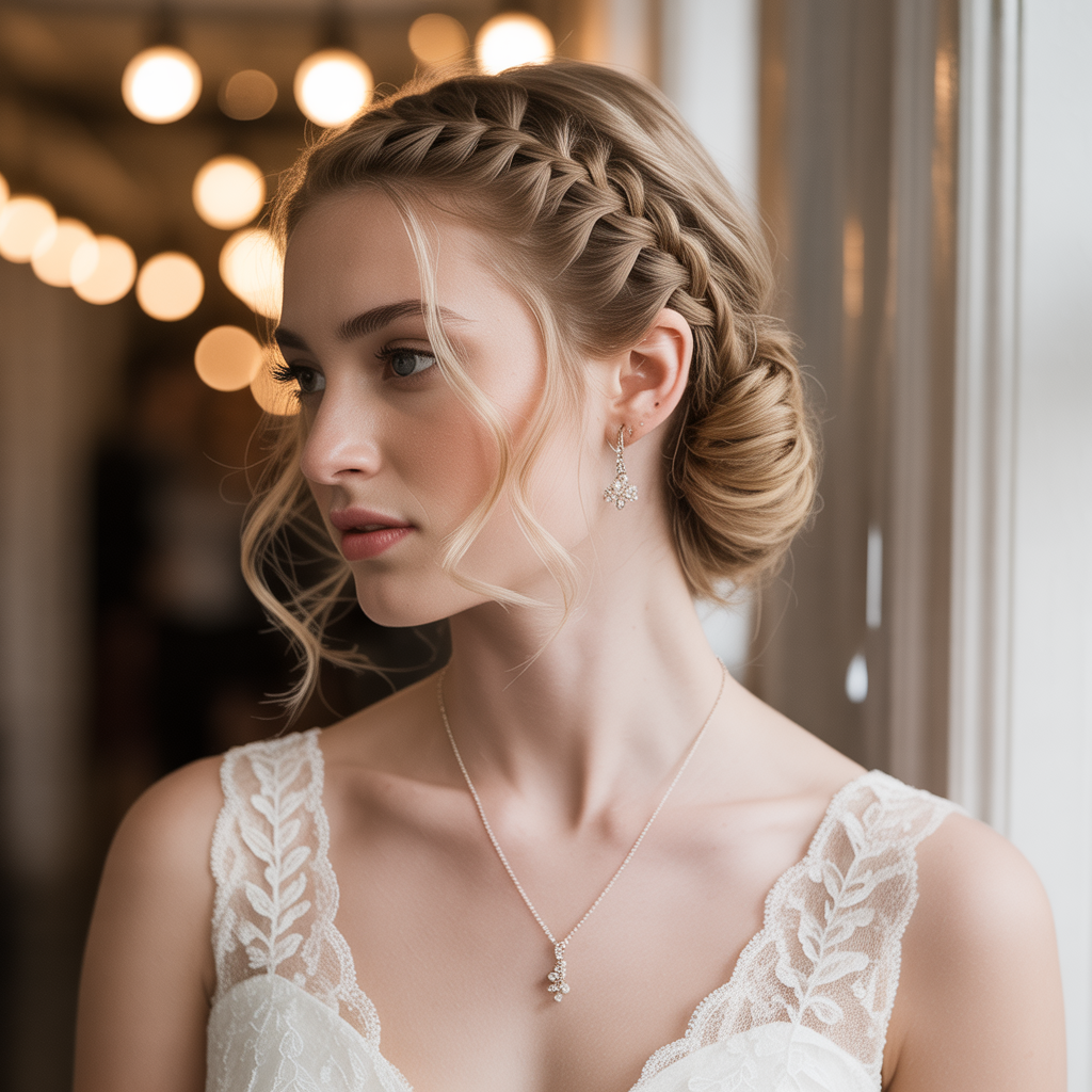 Chignon with Face-Framing Braids