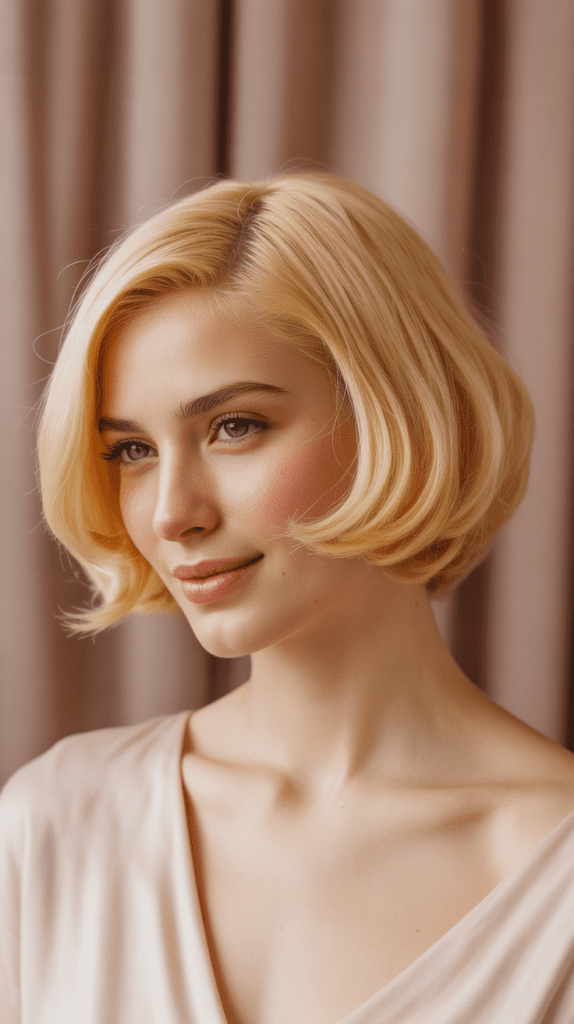Rounded Bob with Golden Blonde