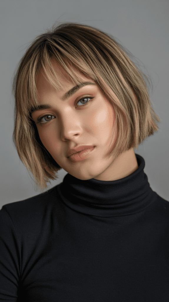 Side Bangs Jawline Bob