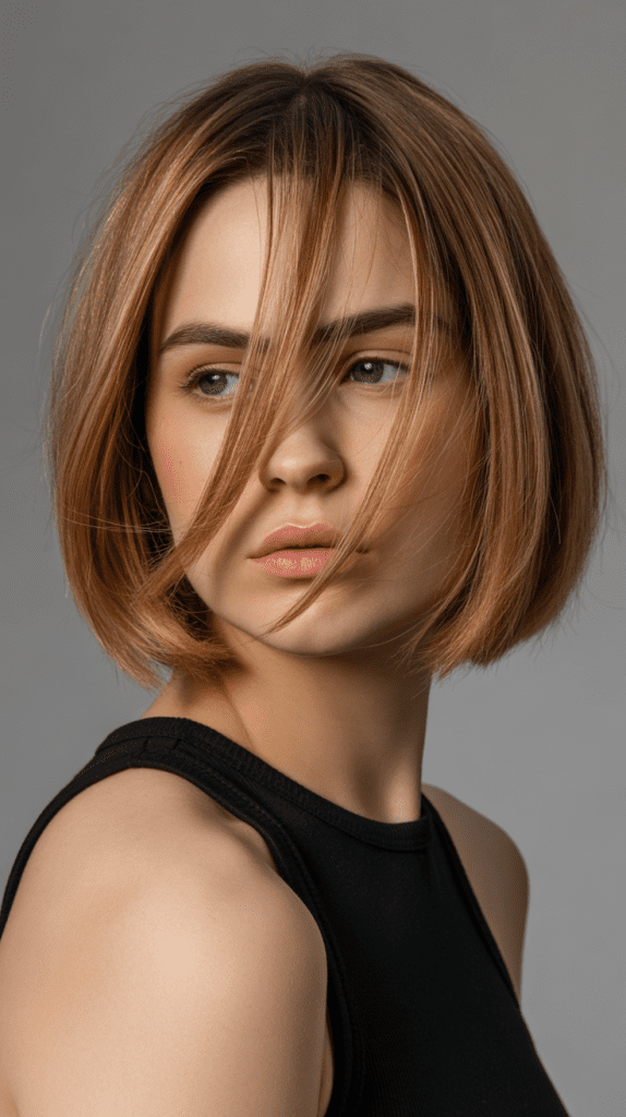 Angled Bob with Swoopy Fringe