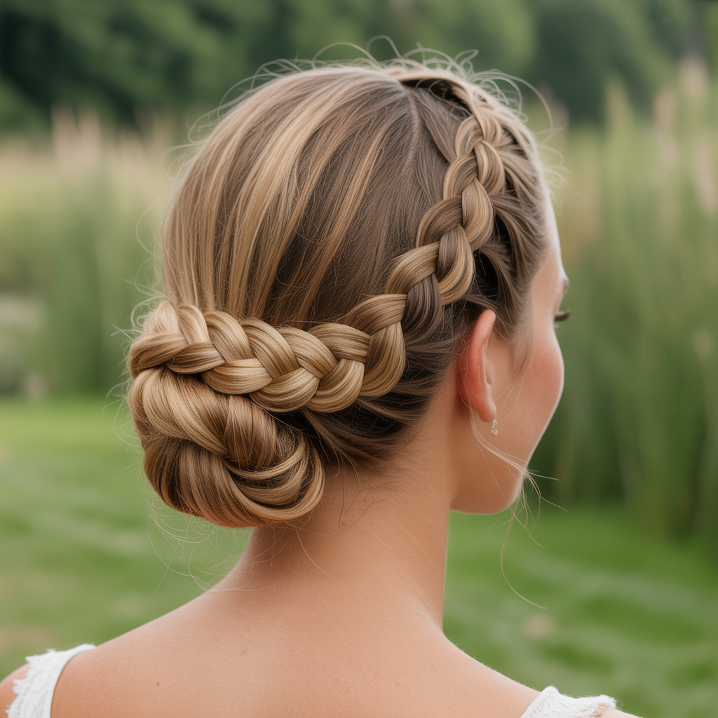 Dutch Braid into Bun
