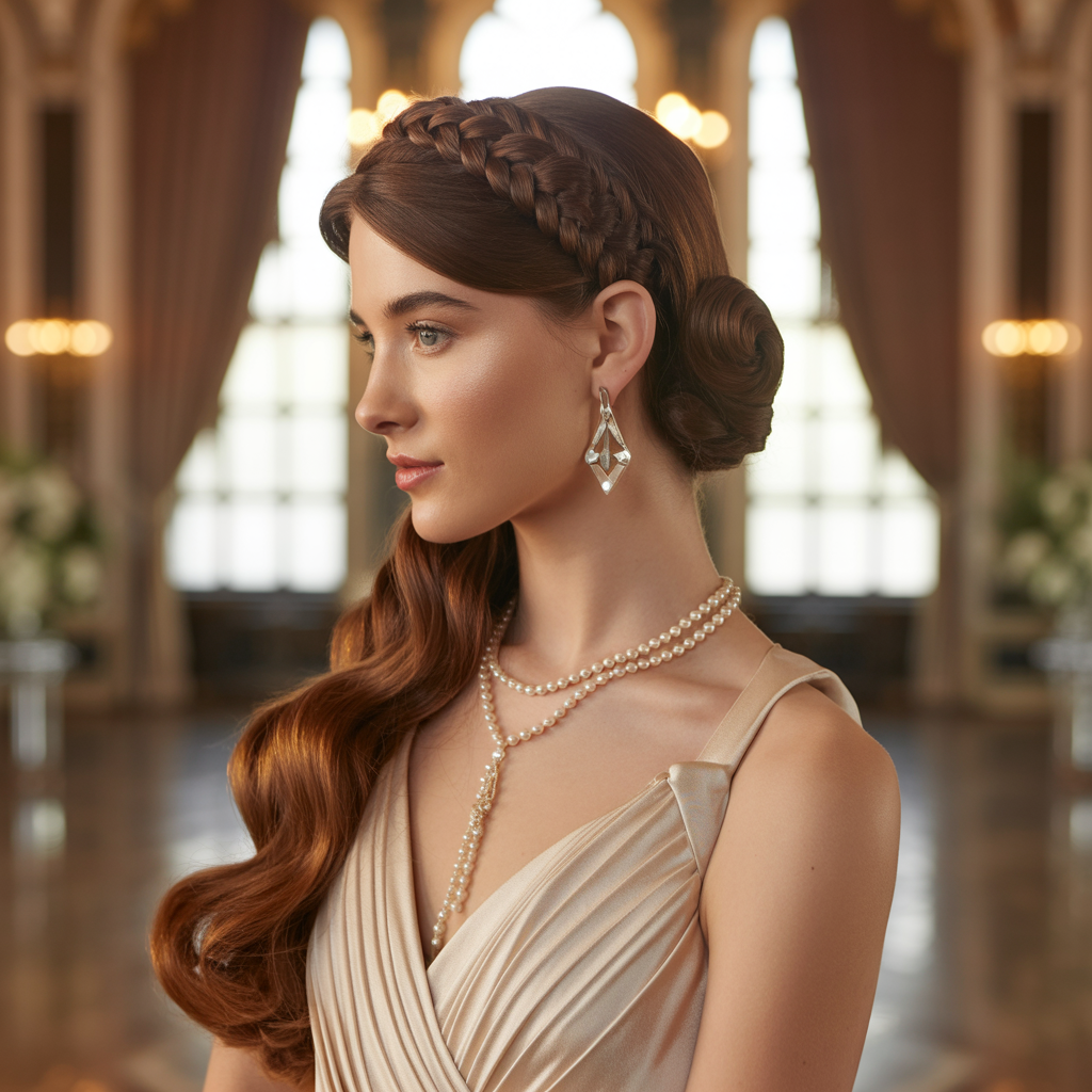 Elegant Braided Headband with Gibson Roll