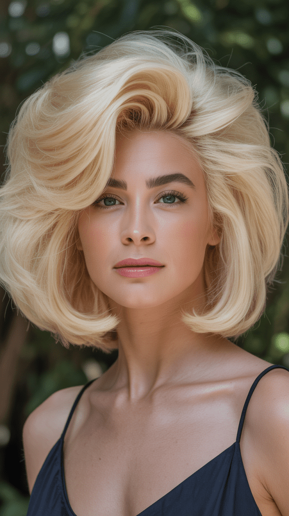 Voluminous Blonde Bob with Teasing