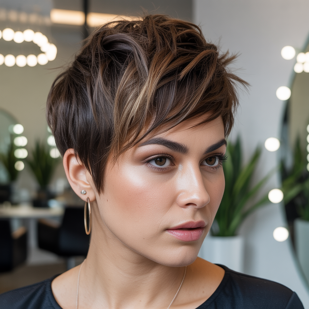Brunette Balayage Pixie Cut