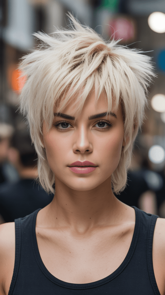 Punk-Inspired Spiky Blonde Bob