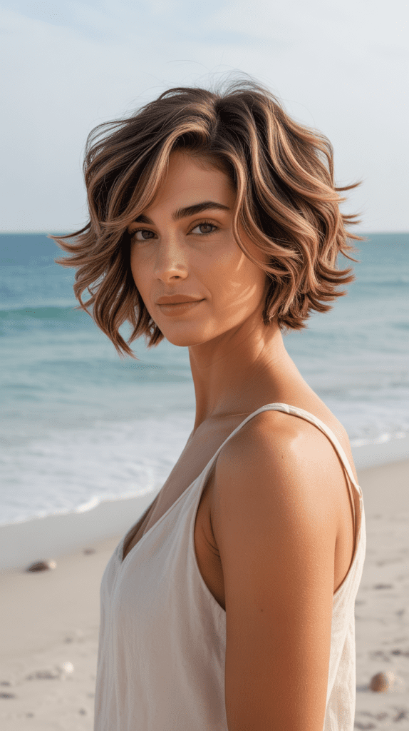 Beach Wave Layered Angled Bob
