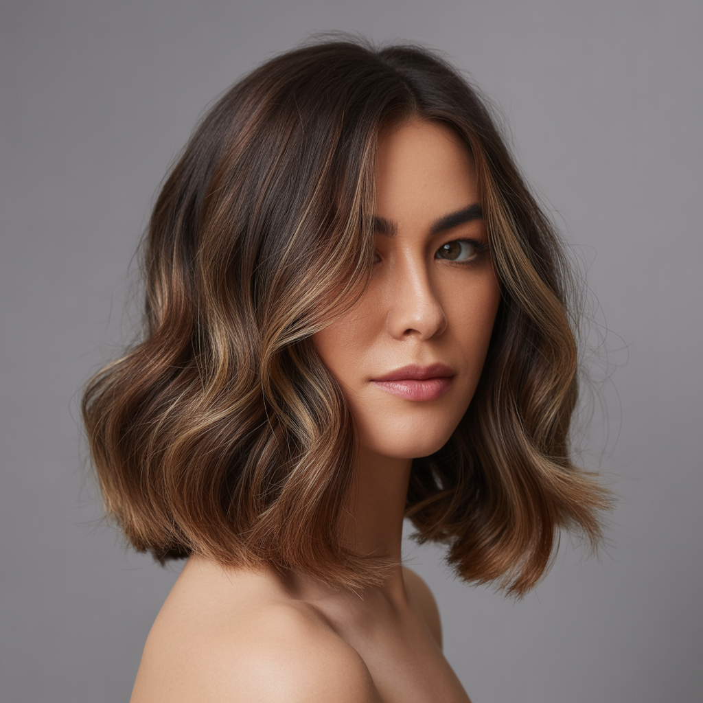 Brunette Balayage Lob (Long Bob)