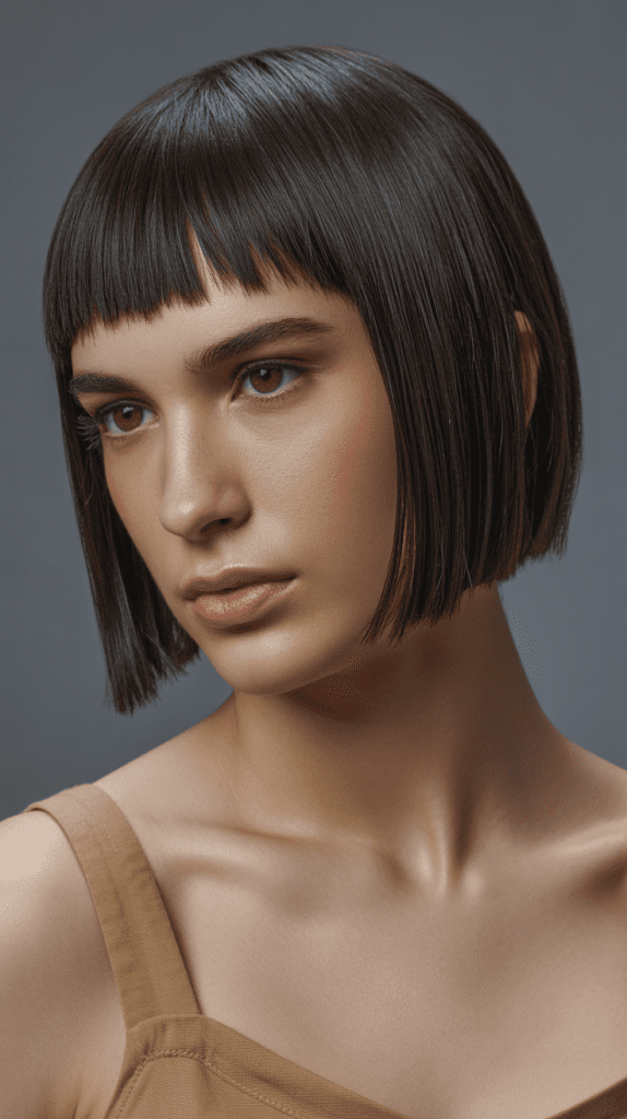 Modern Bob with Geometric Fringe