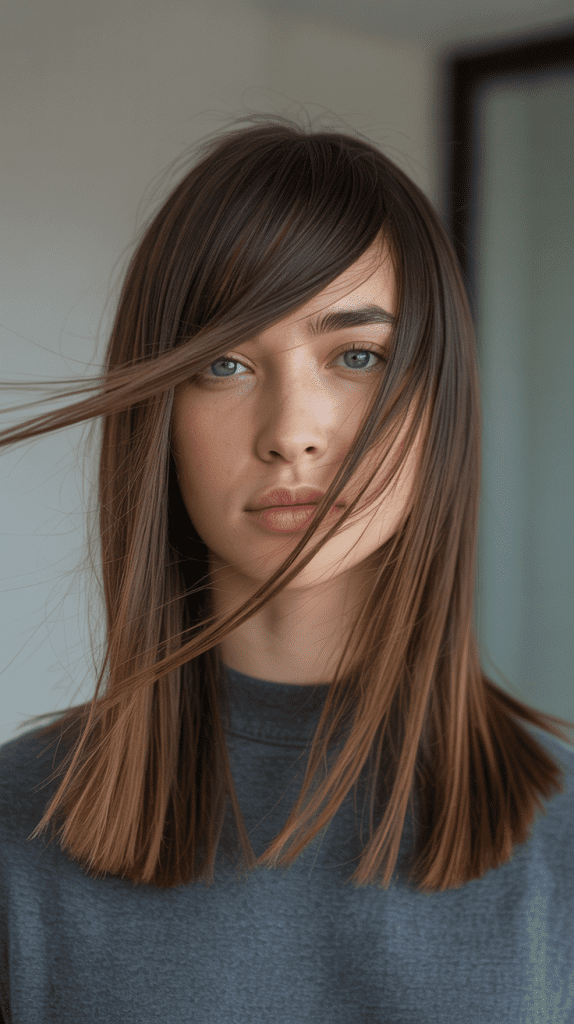 Asymmetrical Jellyfish Cut with Side-Swept Bangs