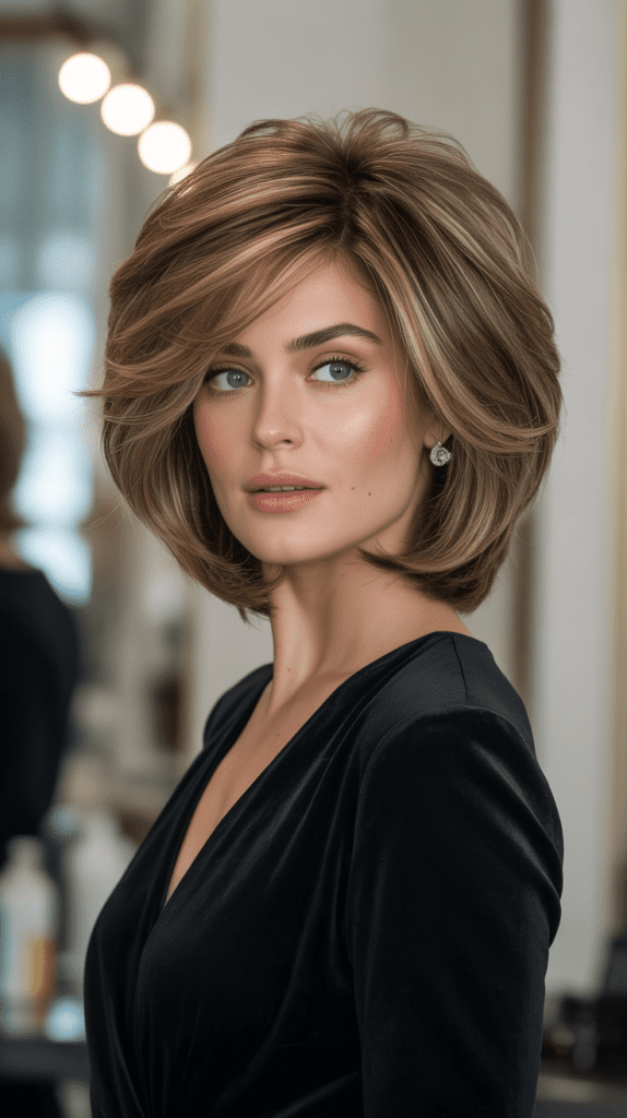 Long Layered Angled Bob with Face-Framing