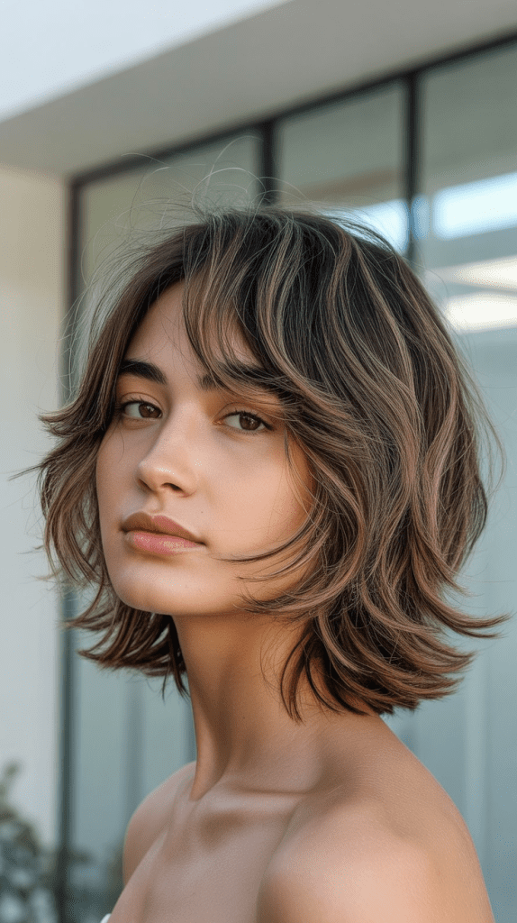 Textured Shag Jawline Bob