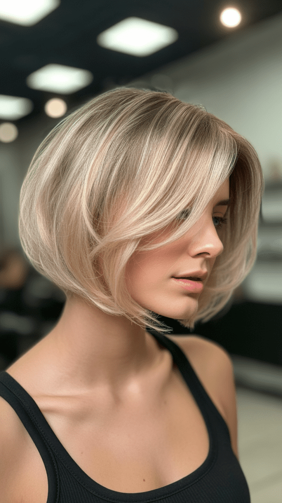 Angled Bob with Blonde Highlights