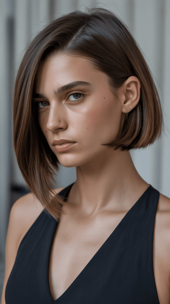 Asymmetrical French Bob with Side Part