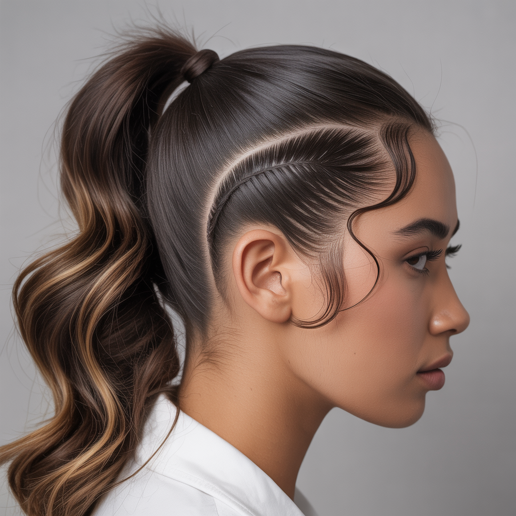  Ponytail with Zigzag Part