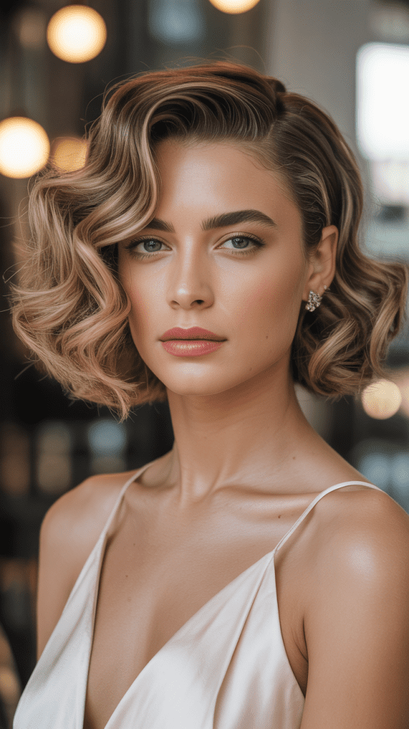 Curly Side-Swept Bob
