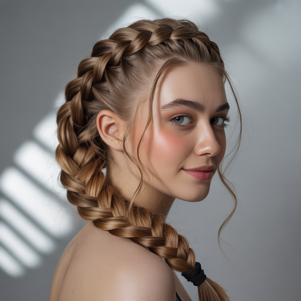 Ponytail with Dutch Braid Accent