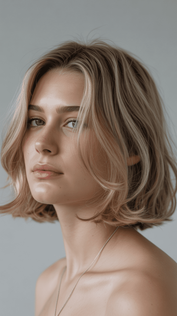 Micro-Layered Chin Bob with Flax Blonde