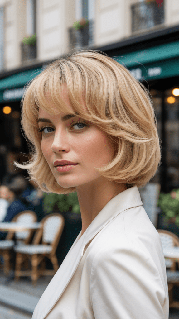 French Bob with Long Side-Swept Bangs and Layers
