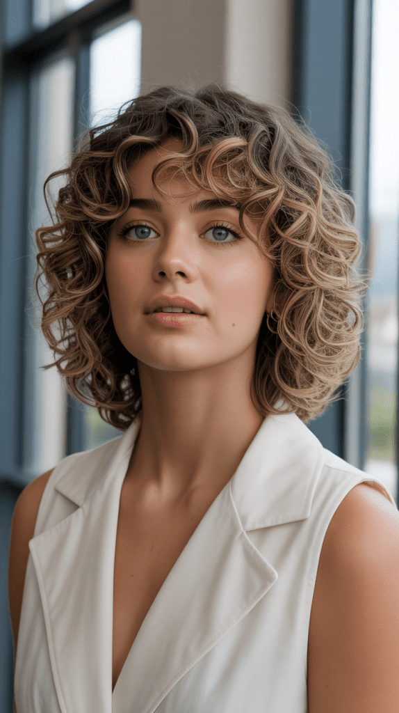 Curly Layered Shoulder Cut