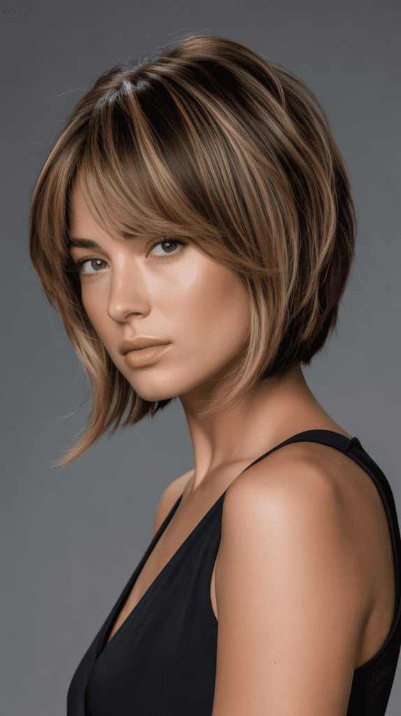 Stacked Bob with Curved Fringe