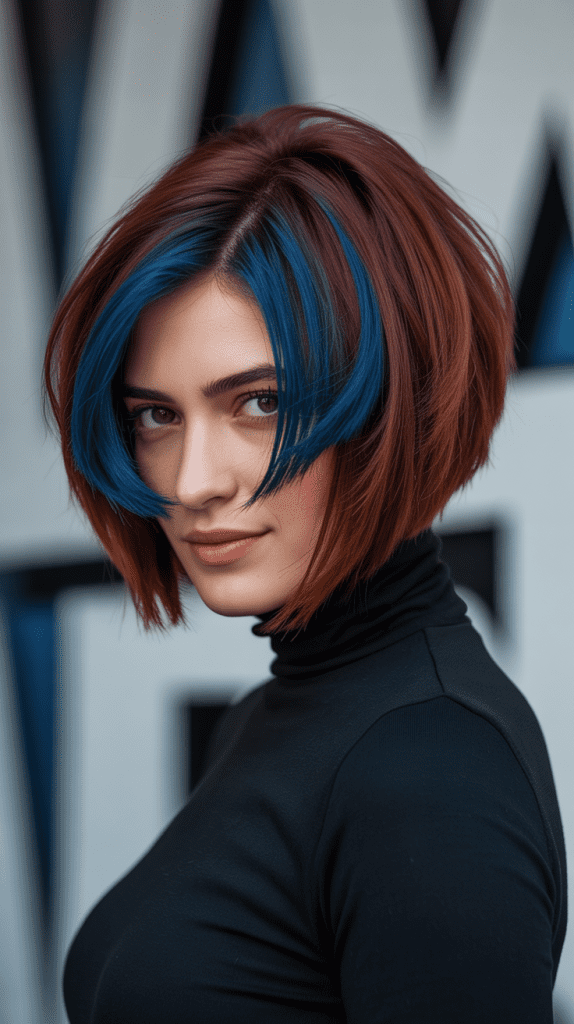 Layered Angled Bob with Color Enhancement