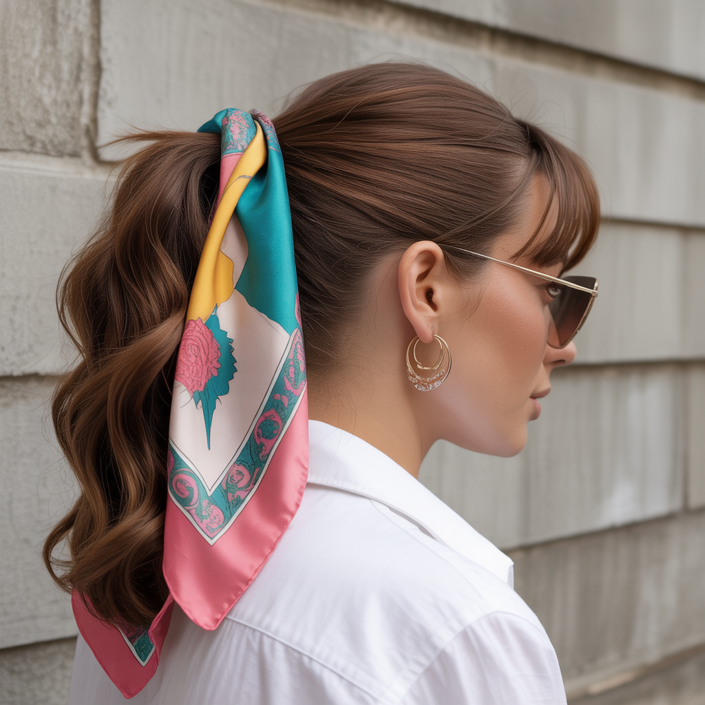 Ponytail with Ribbon or Scarf