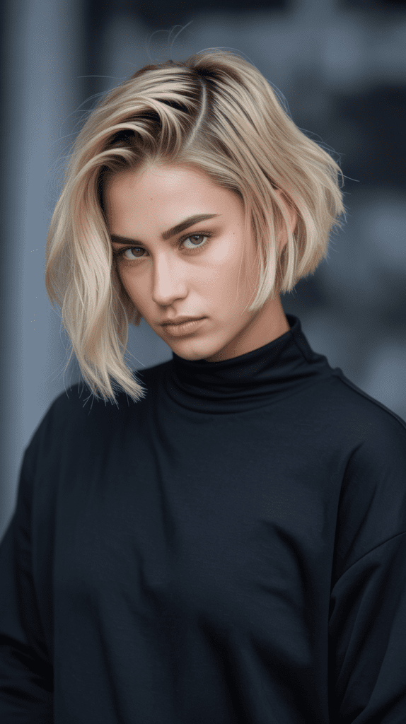 Edgy Blonde Bob with Undercut