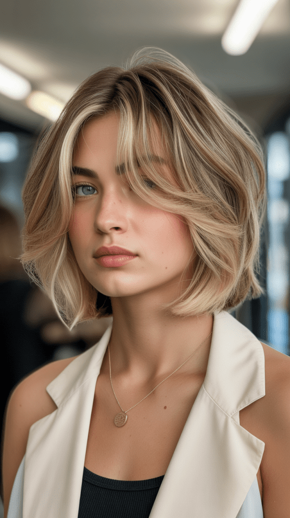 French Bob with Feathered Face-Framing Layers