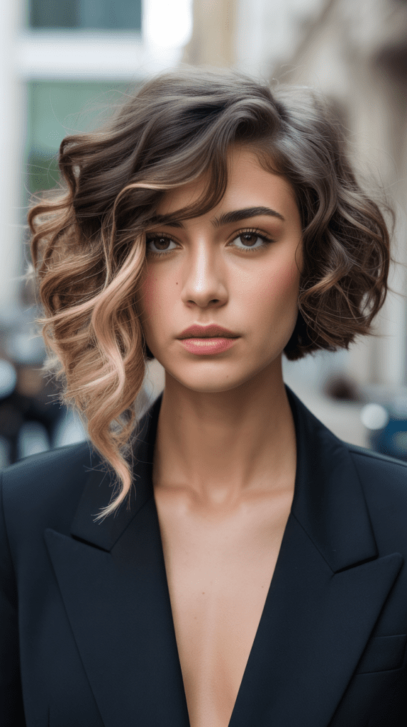 Asymmetrical Curly Bob