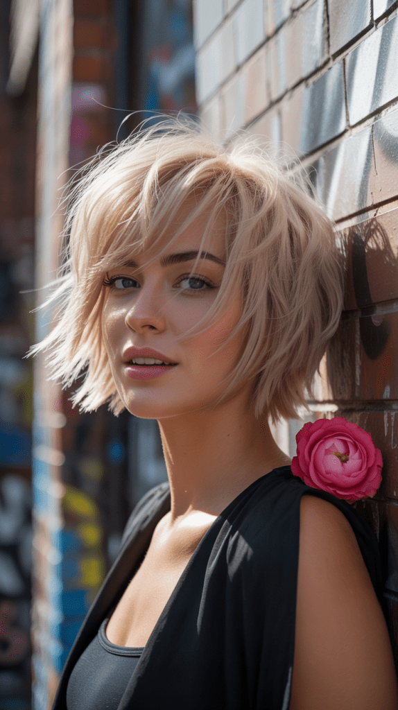 Textured Choppy Blonde Bob