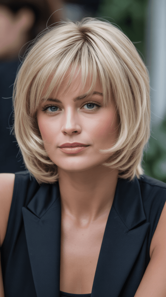 Layered Fringe Blonde Bob