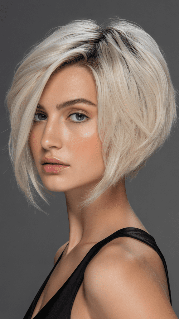 Inverted Bob with Platinum Blonde