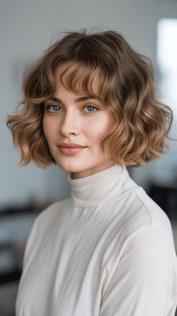 Wavy Bob with Curtain Bangs