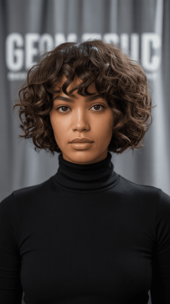 Blunt Cut Curly Bob for Defined Edges