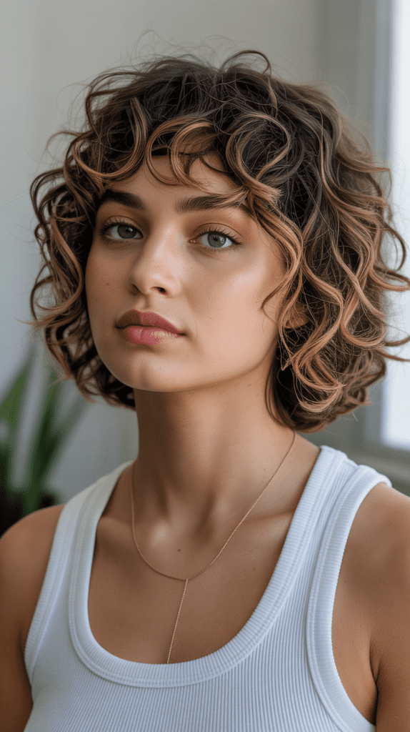 Curly Bob with Bangs