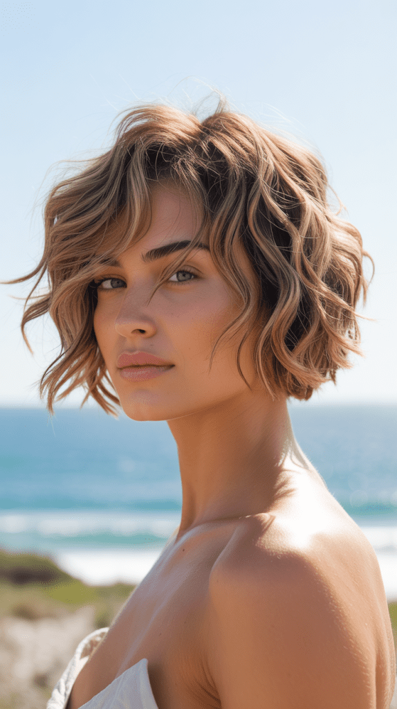 Wavy Choppy Jawline Bob