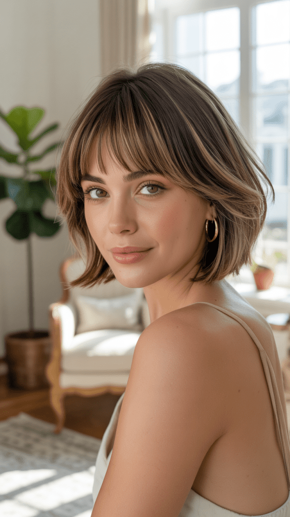 Layered Bob with Curtain Fringe