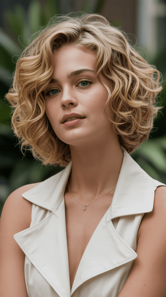 Wavy Blonde Bob with Loose Curls