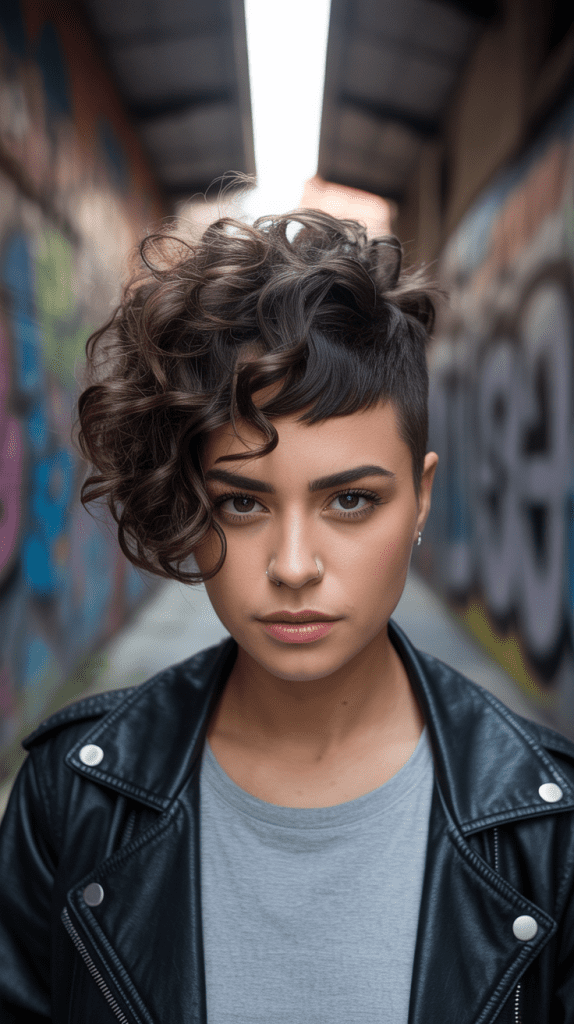 Asymmetrical Curly Cut