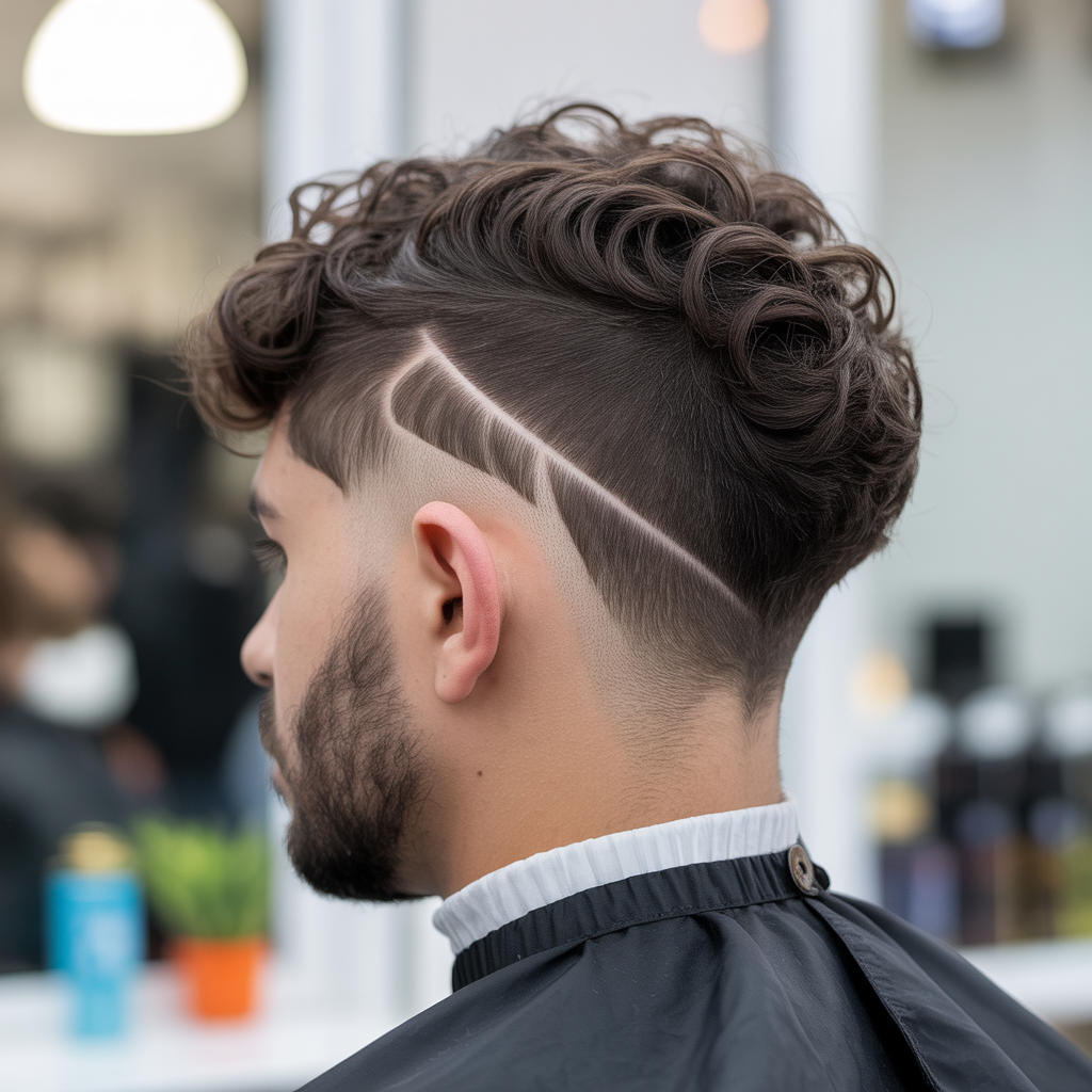 Drop Fade Taper with Curly Top