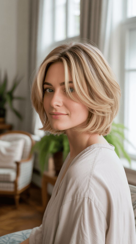 Layered Blonde Bob with Face-Framing