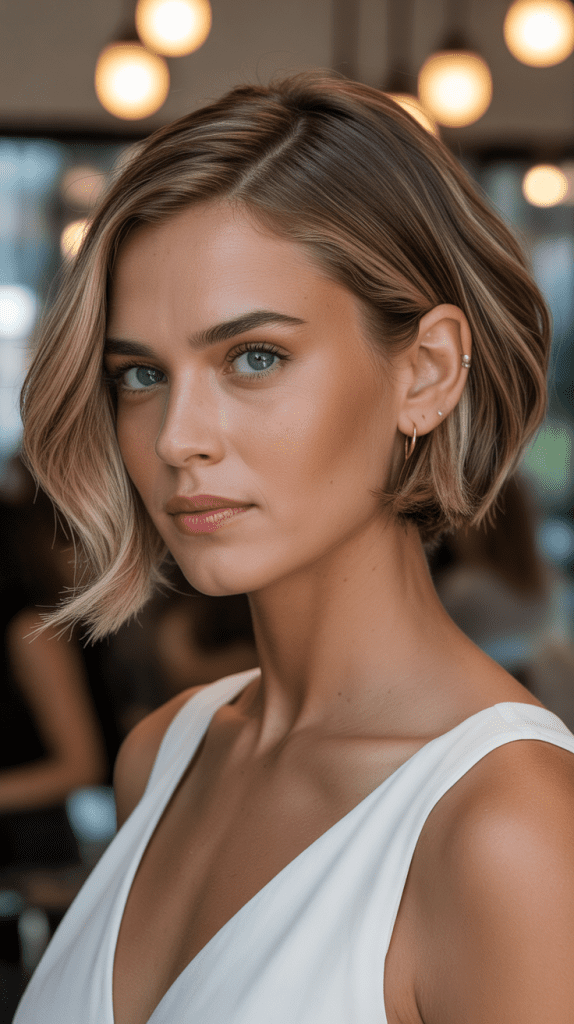 Side-Swept French Bob with Face-Framing Layers