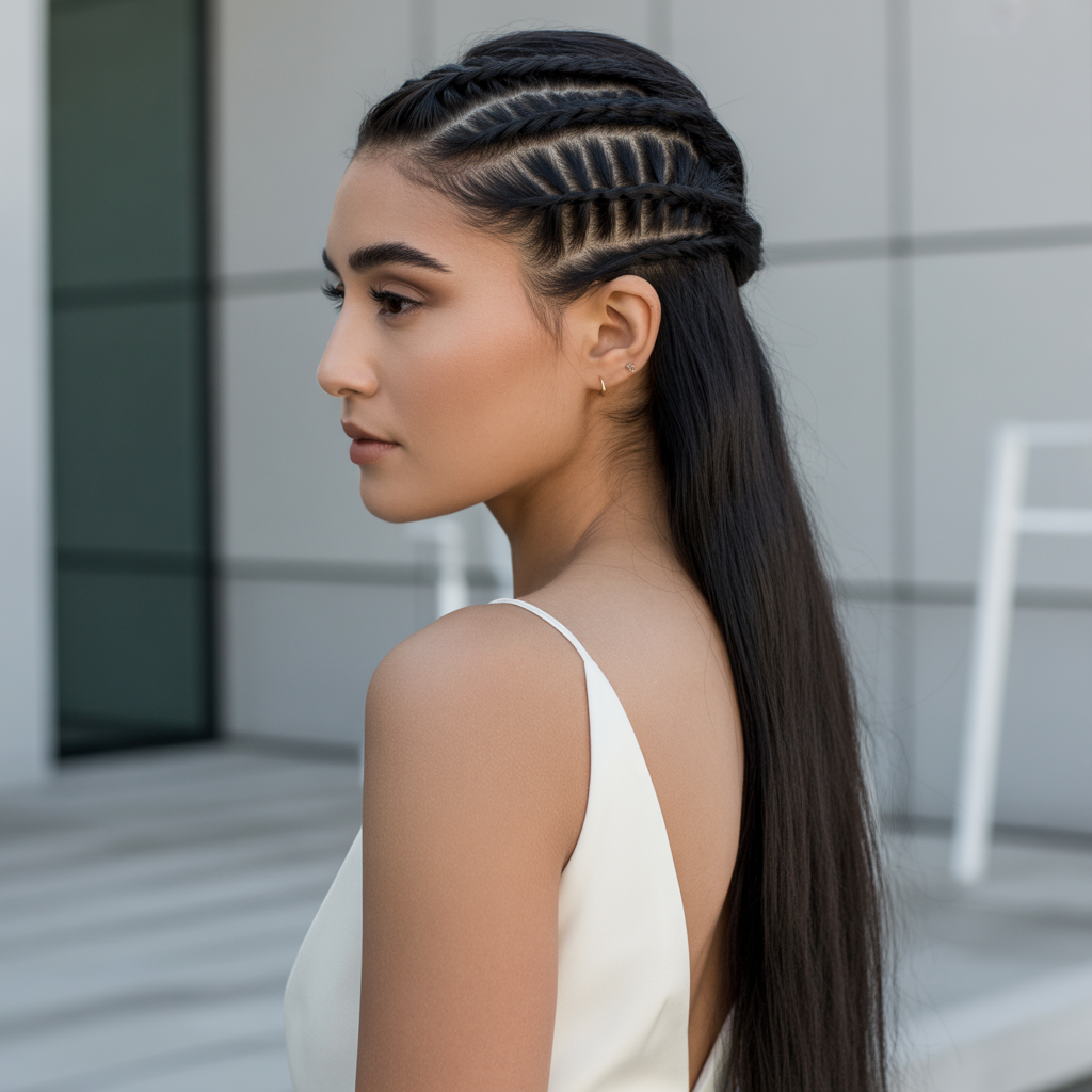 Modern Asymmetrical Braided Updo